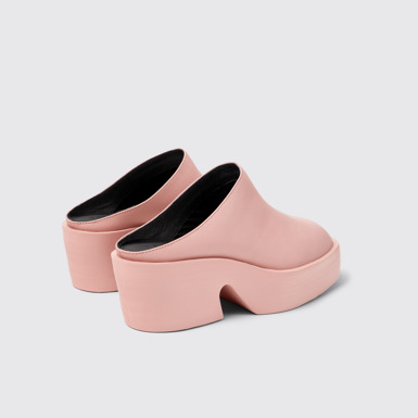 Back view of Billie Pink leather clogs for women