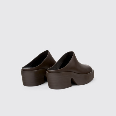 Back view of Billie Brown leather clogs for women
