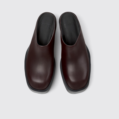 Overhead view of Billie Burgundy Leather Sandals for Women.