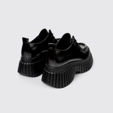 Back view of Pix BCN Black Leather Shoes for Women.