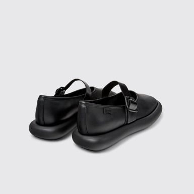 Back view of Onda Black Leather Women's Shoes.