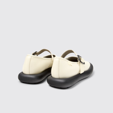 Back view of Onda White Leather Mary Jane for Women