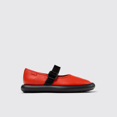 Side view of Onda Red Leather Mary Jane for Women