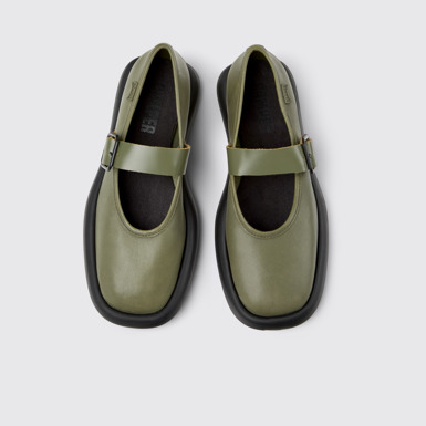 Onda Green Leather Women's Shoe.俯角