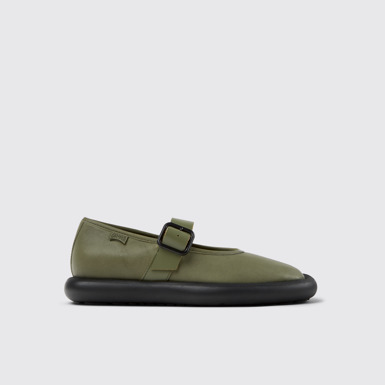 Onda Green Leather Women's Shoe.側面