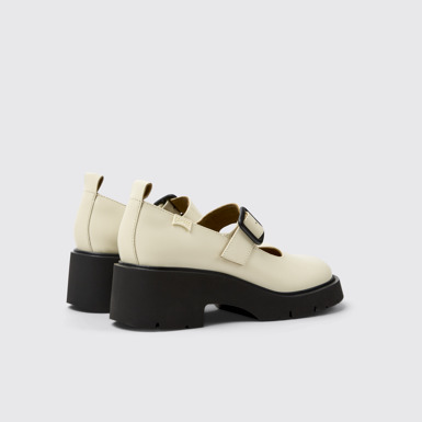Back view of Milah White Leather Women's Shoes.