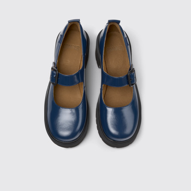 Overhead view of Milah Blue Leather Shoes for Women.