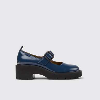 Side view of Milah Blue Leather Shoes for Women.