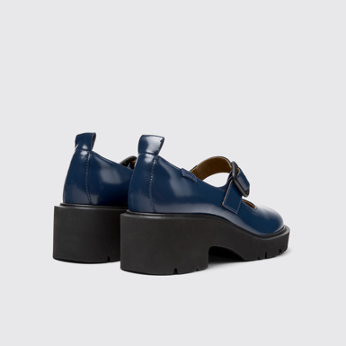 Back view of Milah Blue Leather Shoes for Women.