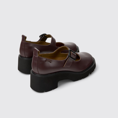 Back view of Milah Burgundy Leather Shoes for Women.