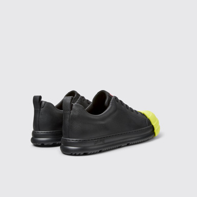 Back view of Junction Runner Black leather sneakers for women