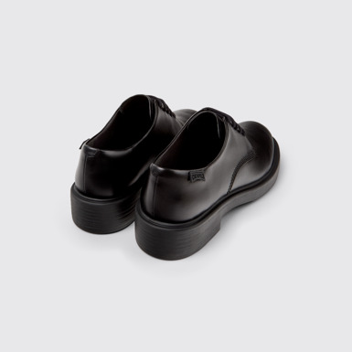 Back view of Dean Black Leather Shoes for Women.