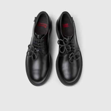 Overhead view of Twins Black leather shoes for women