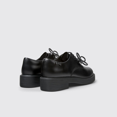 Back view of Twins Black leather shoes for women