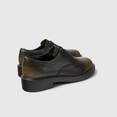 Back view of Dean Black Leather Shoes for Women.
