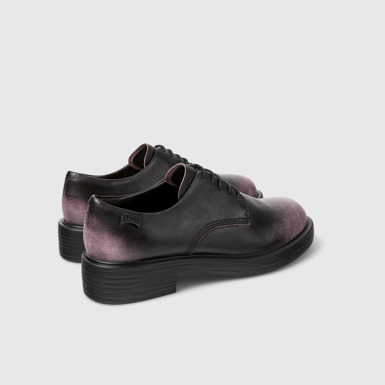 Back view of Dean Black Leather Shoes for Women.