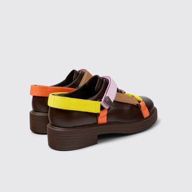 Back view of Twins Multicolored leather and textile shoes for women