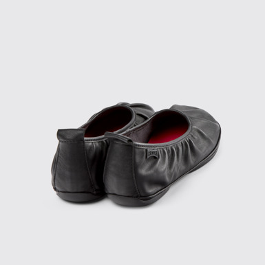 Back view of Right Nina Black Leather Ballerinas for Women.