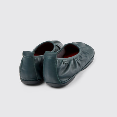 Back view of Right Green Leather Ballerina for Women