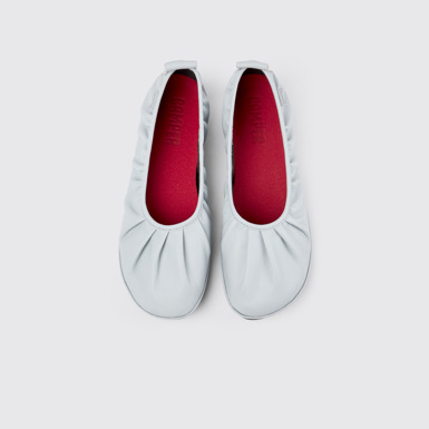 Overhead view of Right Gray Leather Ballerina for Women