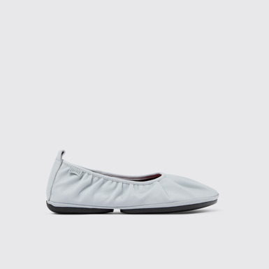 Side view of Right Gray Leather Ballerina for Women