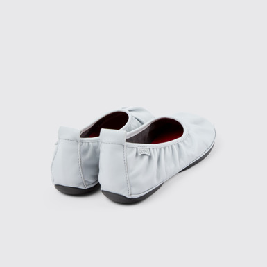 Back view of Right Gray Leather Ballerina for Women