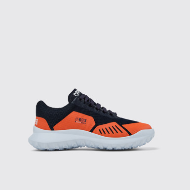 Side view of Camper x INEOS Britannia Blue and Orange Textile Sneakers for Women