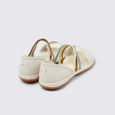 Back view of Twins White Leather Women's Sandals.