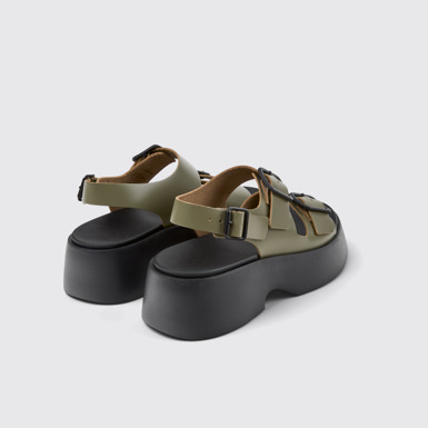 Back view of Tasha Green Leather Sandals for Women.