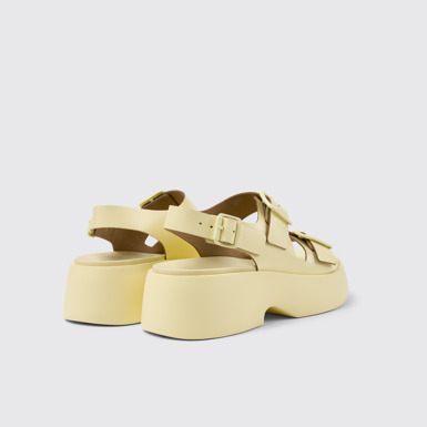 Back view of Tasha Yellow Leather Sandals for Women.