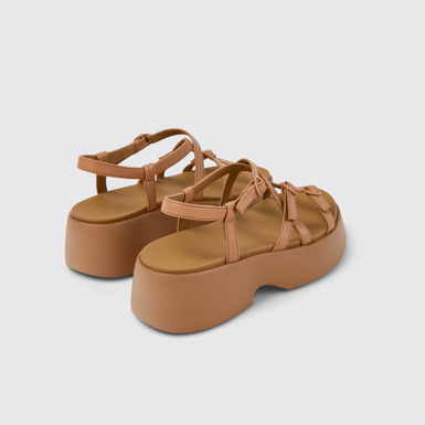 Back view of Tasha Nude Leather Sandals for Women.