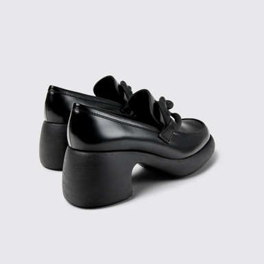 Back view of Thelma Black Leather Moccasin/Ballerina for Women.