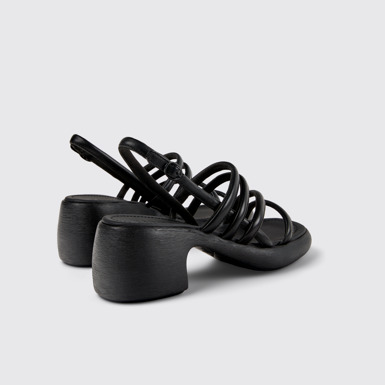 Back view of Thelma Sandal Black Leather Sandals for Women.