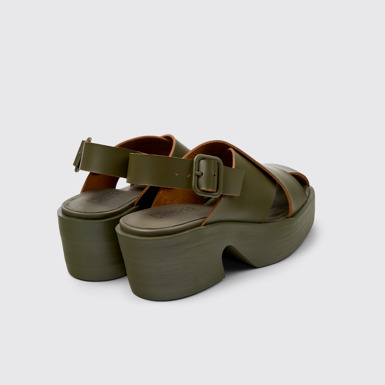 Back view of Billie Green Leather Sandals for Women.