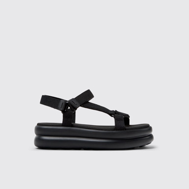 Side view of Pelotas Flota Up Black Recycled PET Sandals for Women.