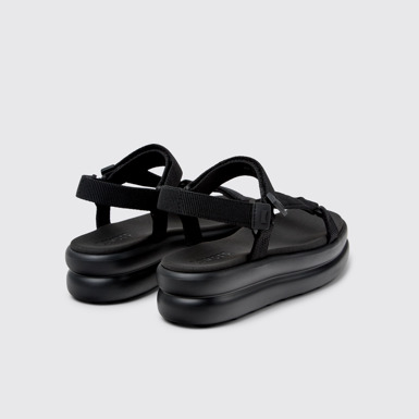 Back view of Pelotas Flota Up Black Recycled PET Sandals for Women.