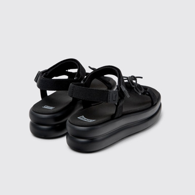 Back view of Twins Black Recycled PET Sandals for Women.