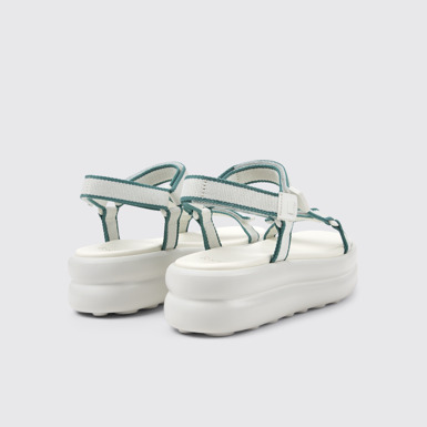 Back view of Pelotas Flota Up White and Green Textile Sandals for Women.