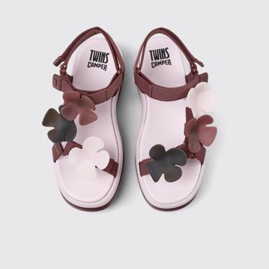 Overhead view of Twins Burgundy Textile Sandals for Women.