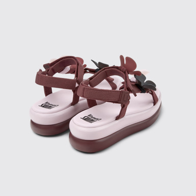 Back view of Twins Burgundy Textile Sandals for Women.