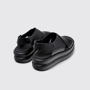 Back view of Pelotas Flota Up Black Leather Sandals for Women.