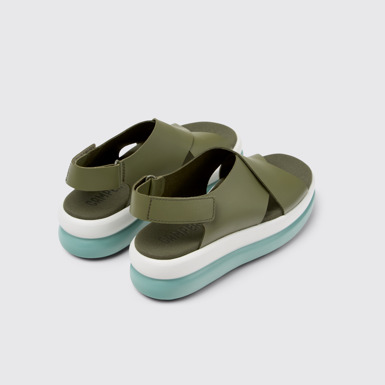 Back view of Pelotas Flota Up Green Leather Sandals for Women.