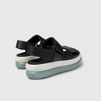 Back view of Pelotas Flota Up Black Leather Sandals for Women.