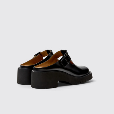 Back view of Milah Black Leather Sandals for Women.
