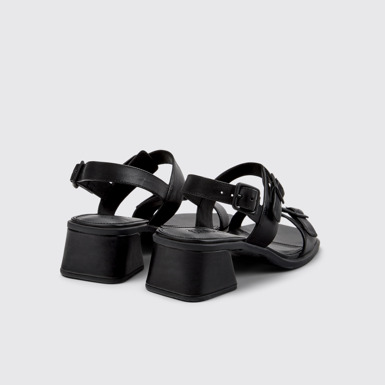 Back view of Kora Sandal Black Leather Sandals for Women.