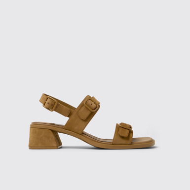 Kora Sandal Sandalias de piel nobuk marrones para mujer.