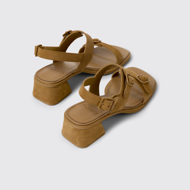 Kora Sandal Sandalias de piel nobuk marrones para mujer.