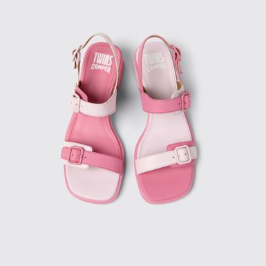 Twins Sandalias de piel rosa para mujer.
