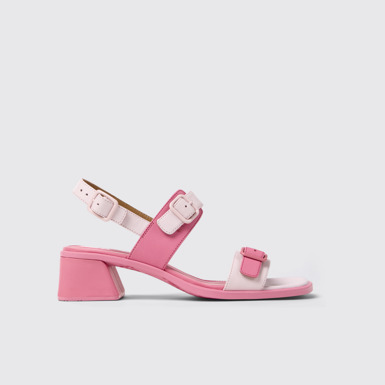 Twins Sandalias de piel rosa para mujer.