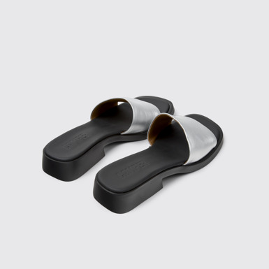 Back view of Dana Gray Leather Sandals for Women.